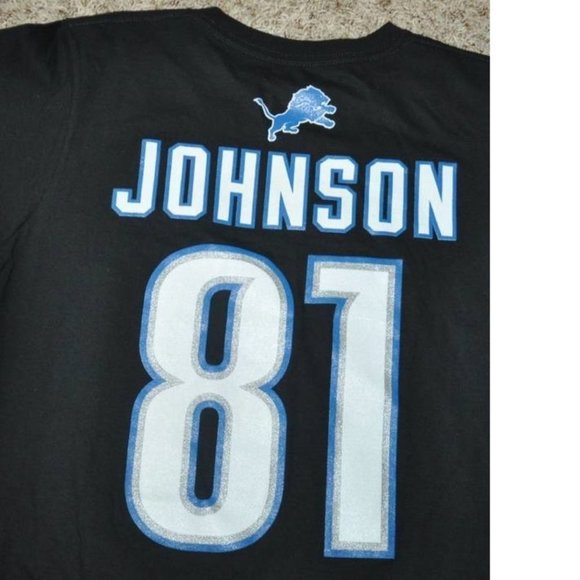 Mens Detroit Lions T-Shirt Small NFL Football Calvin Johnson Black Short Sleeve - Picture 4 of 4